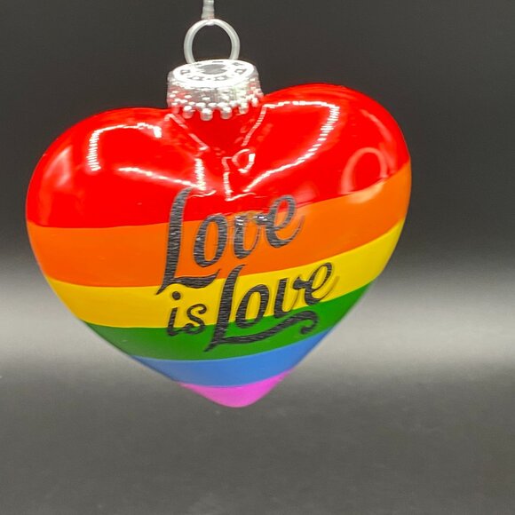 Love is Love Pride Heart Christmas Tree Ornament Holiday Seasonal Decor - Picture 2 of 13